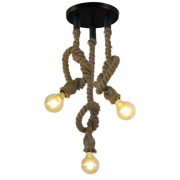 BARCO DE CORDA DE LÂMPADA DE TETO 3 LUZES