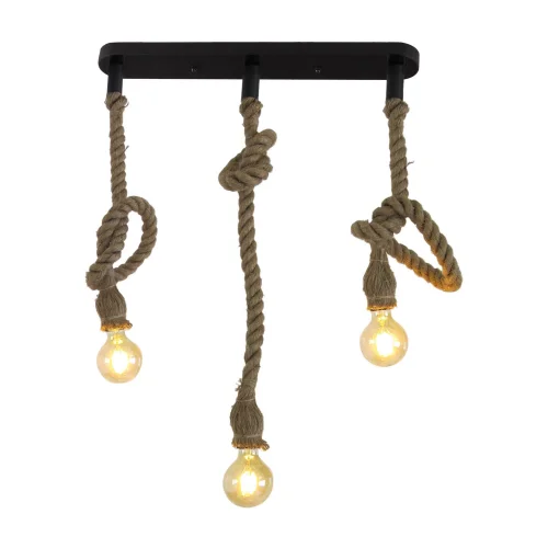 LÂMPADA DE TETO 3 LUZES DE CORDA DE BARCO