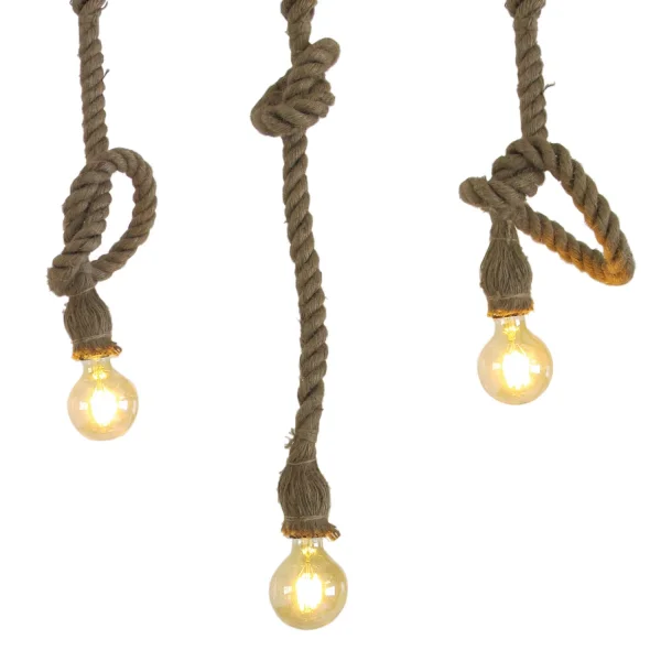 LÂMPADA DE TETO 3 LUZES DE CORDA DE BARCO