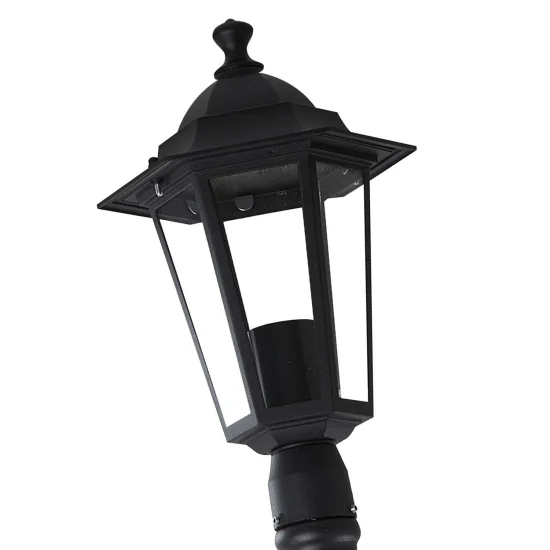 LÂMPADA DE PÉ EXTERIOR HEXAGONAL PRETO 2