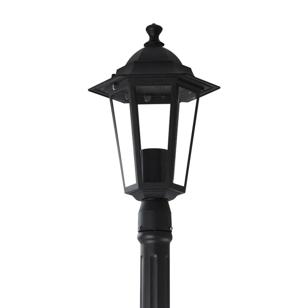 LÂMPADA DE PÉ EXTERIOR HEXAGONAL PRETO