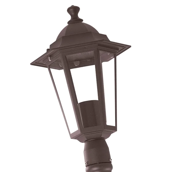 LANTERNA PÉ EXTERIOR FERRUGEM MARROM HEXAGONAL