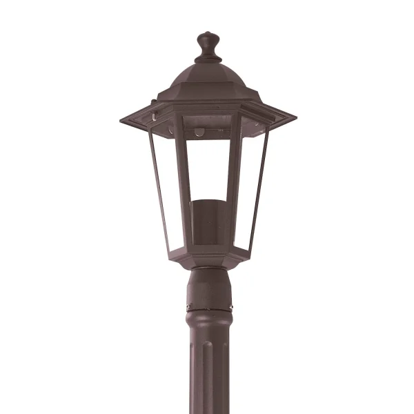 LANTERNA PÉ EXTERIOR FERRUGEM MARROM HEXAGONAL