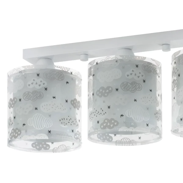 TETO INFANTIL 3 LUZES DE NUVENS CINZA