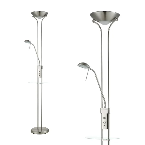 CANDEEIRO DE PÉ LED AYMERICK 19W+5W 3000K USB NÍQUEL 2