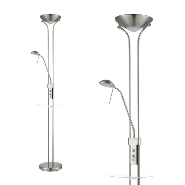 CANDEEIRO DE PÉ LED AYMERICK 19W+5W 3000K USB NÍQUEL CANDEEIRO DE PÉ LED AYMERICK 19W+5W 3000K USB NÍQUEL