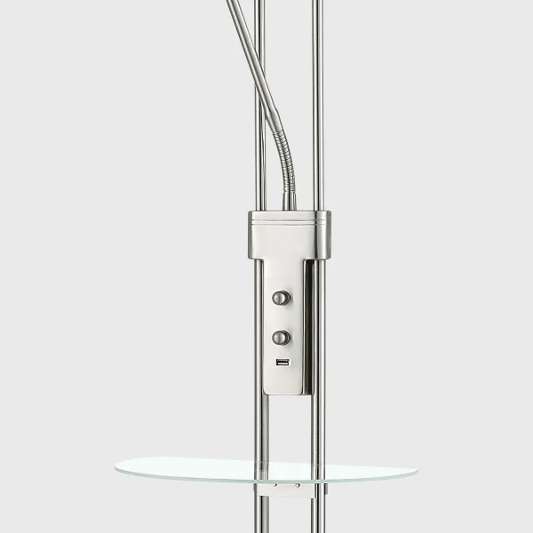 CANDEEIRO DE PÉ LED AYMERICK 19W+5W 3000K USB NÍQUEL CANDEEIRO DE PÉ LED AYMERICK 19W+5W 3000K USB NÍQUEL