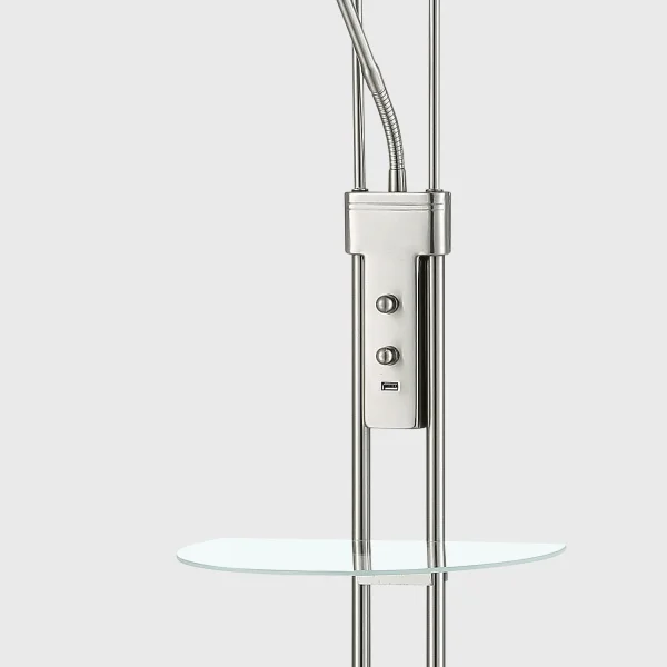 LÂMPADA EM PÉ LED ARTEMIS 18W +5W 3000K USB NÍQUEL