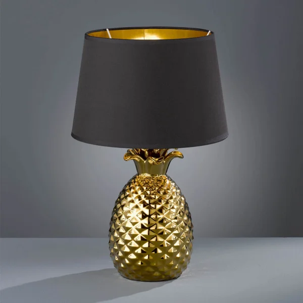 LÂMPADA DE MESA ANANAS OURO CERÂMICO 43CM