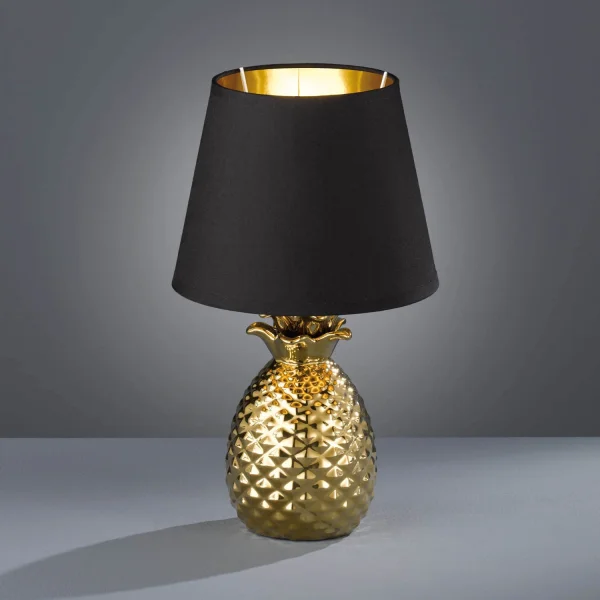 LÂMPADA DE MESA ANANAS OURO CERÂMICO 35CM
