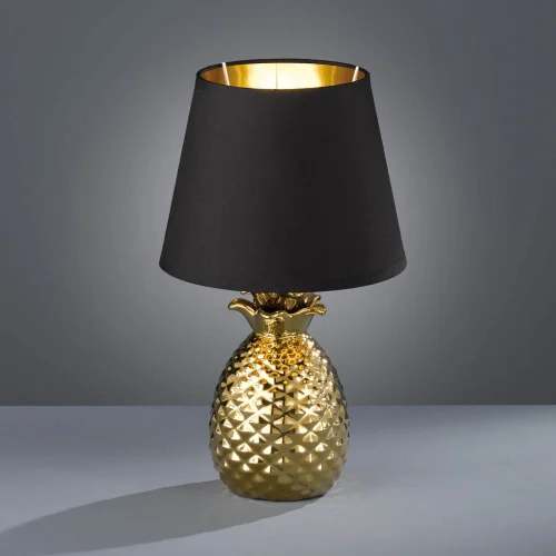 LÂMPADA DE MESA ANANAS OURO CERÂMICO 35CM