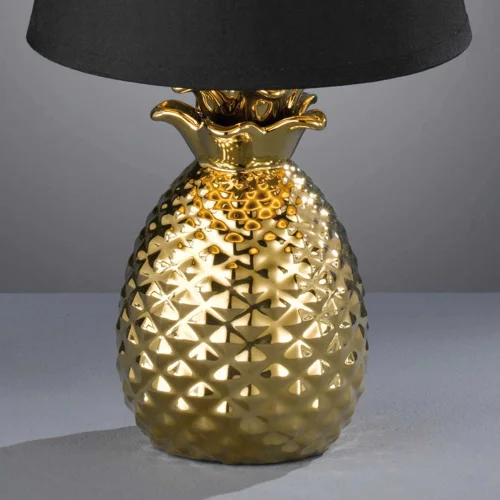 LÂMPADA DE MESA ANANAS OURO CERÂMICO 35CM