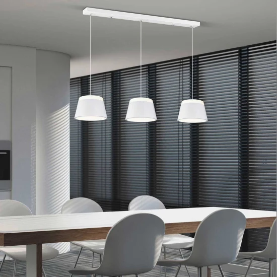 LÂMPADA DE TETO DUQUESA 3 LUZES METÁLICAS BRANCAS