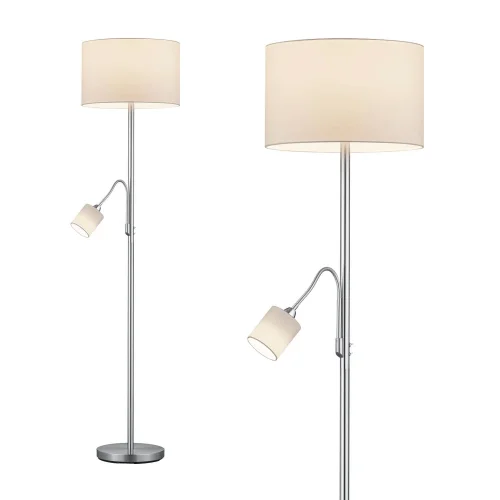 VASSOURA DE LÂMPADA DE PISO C/FLEXO TELA BRANCA DE METAL