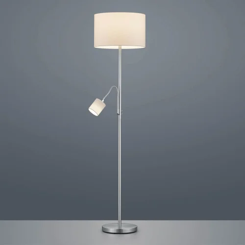 VASSOURA DE LÂMPADA DE PISO C/FLEXO TELA BRANCA DE METAL