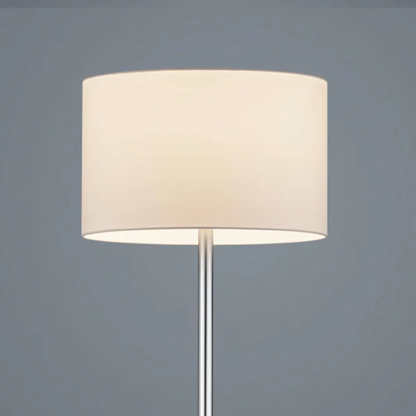 VASSOURA DE LÂMPADA DE PISO C/FLEXO TELA BRANCA DE METAL