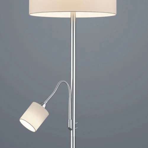 VASSOURA DE LÂMPADA DE PISO C/FLEXO TELA BRANCA DE METAL
