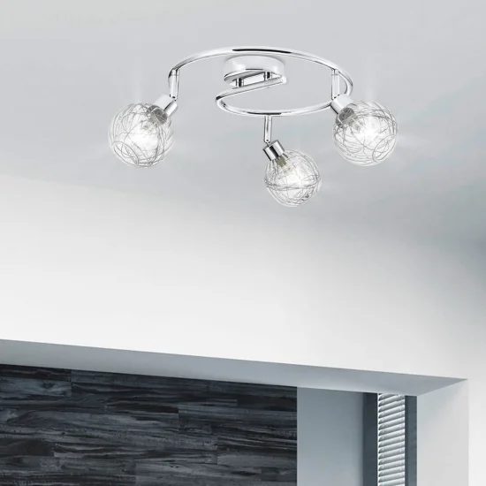 TETO DE QUINN CROMADO DE 3 LUZES 2