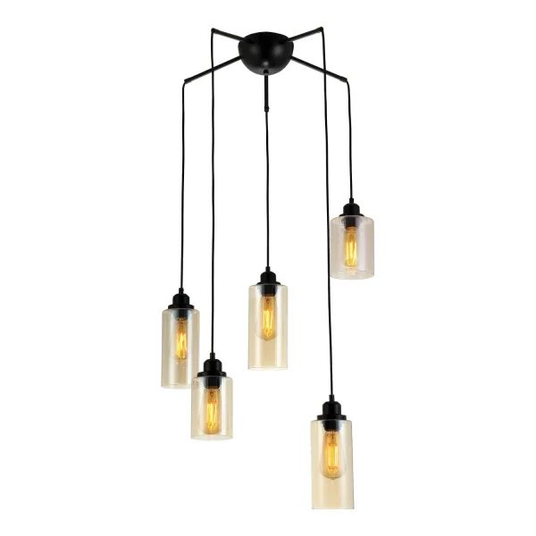 PINGENTE 5 LUZES PRETAS VINTAGE JUDITH
