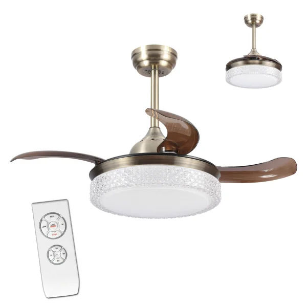 VENTILADOR DE TETO DE LED KINGSTON 4P COURO DOBRÁVEL AJUSTÁVEL