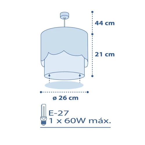 LUA AZUL E27 LÂMPADA PENDENTE INFANTIL