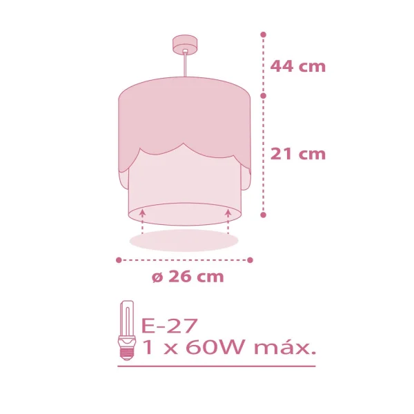 LUA E27 LÂMPADA PENDENTE ROSA CRIANÇA