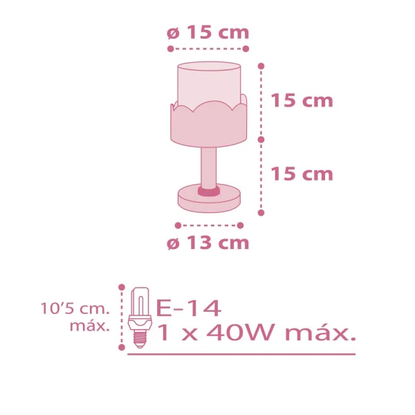 LUA E14 LÂMPADA DE MESA ROSA INFANTIL