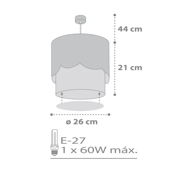 LUA LÂMPADA PENDENTE E27 CINZA
