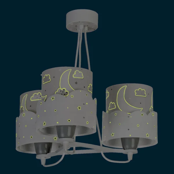 LÂMPADA INFANTIL 3 LUZES LUNARES E27 CINZA