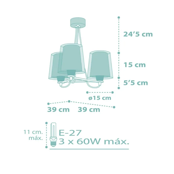 LÂMPADA INFANTIL 3 LUZES SONHOS FLORES E27 VERDE