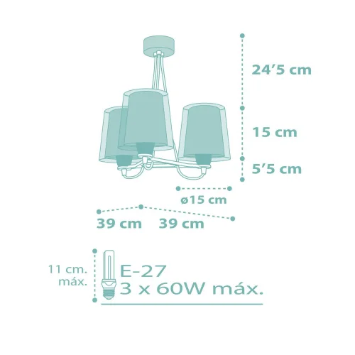 LÂMPADA INFANTIL 3 LUZES SONHOS FLORES E27 VERDE