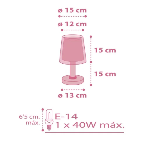 LÂMPADA DE MESA INFANTIL LUAR FLORES E14 ROSA