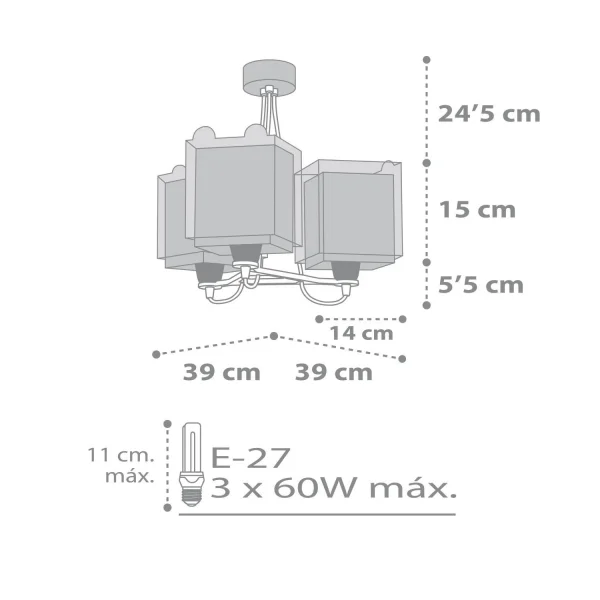 LÂMPADA INFANTIL 3 LUZES PEQUENO TEDDY E27