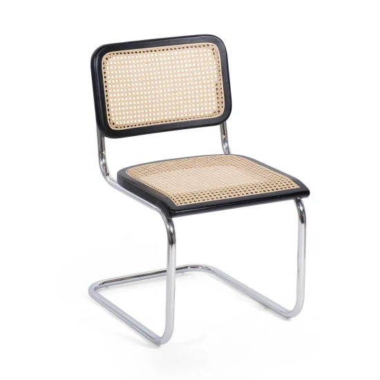 CADEIRA WEBSTER PRETO RATTAN NATURAL