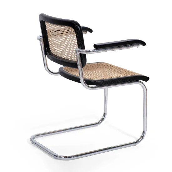 CADEIRA WEBSTER COM APOIOS DE BRAÇO PRETO RATTAN NATURAL 2