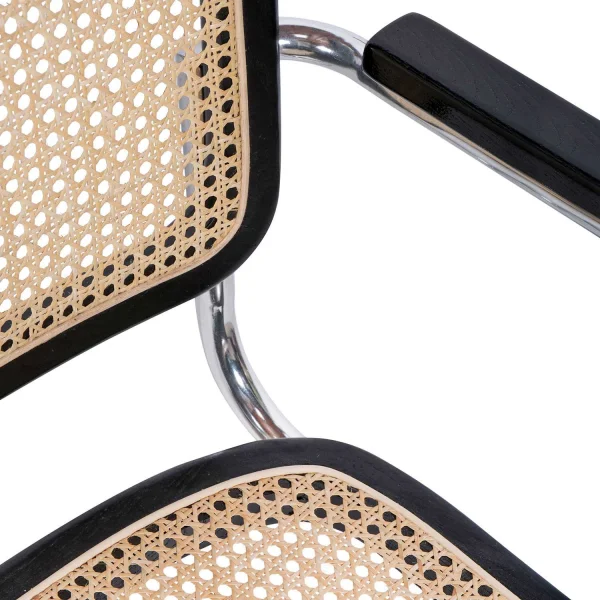 CADEIRA WEBSTER COM APOIOS DE BRAÇO PRETO RATTAN NATURAL