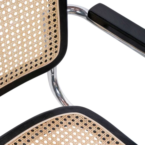 CADEIRA WEBSTER COM APOIOS DE BRAÇO PRETO RATTAN NATURAL