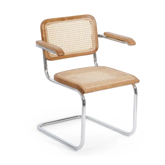 CADEIRA WEBSTER COM APOIOS DE BRAÇO RATTAN NATURAL