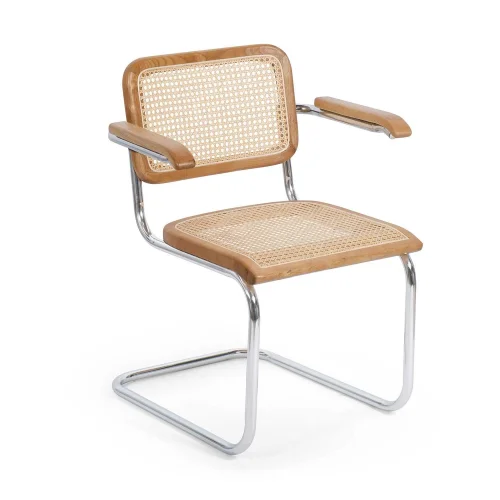 CADEIRA WEBSTER COM APOIOS DE BRAÇO RATTAN NATURAL