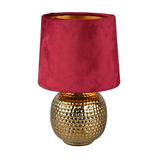 LÂMPADA DE MESA GAELA TELA VERMELHA CERÂMICA E14 2