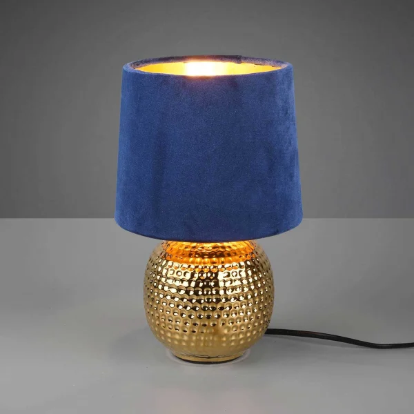 LÂMPADA DE MESA GAELA TELA AZUL CERÂMICA E14