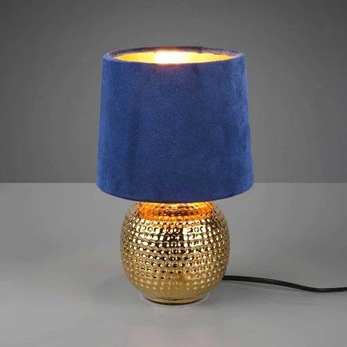 LÂMPADA DE MESA GAELA TELA AZUL CERÂMICA E14