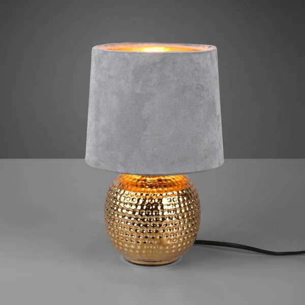 LÂMPADA DE MESA GAELA TELA CINZA CERÂMICA E14