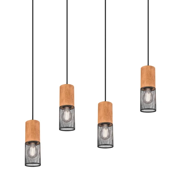 CANDEEIRO DE TETO 4 LUZES DE METAL PRETO E27 MILLER