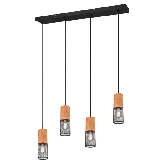 CANDEEIRO DE TETO 4 LUZES DE METAL PRETO E27 MILLER 2