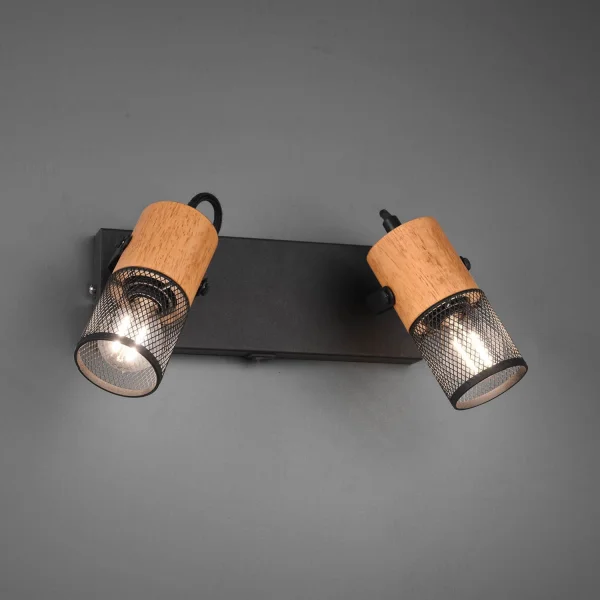 APLIQUE 2 LUZES DE METAL PRETO E14 MILLER