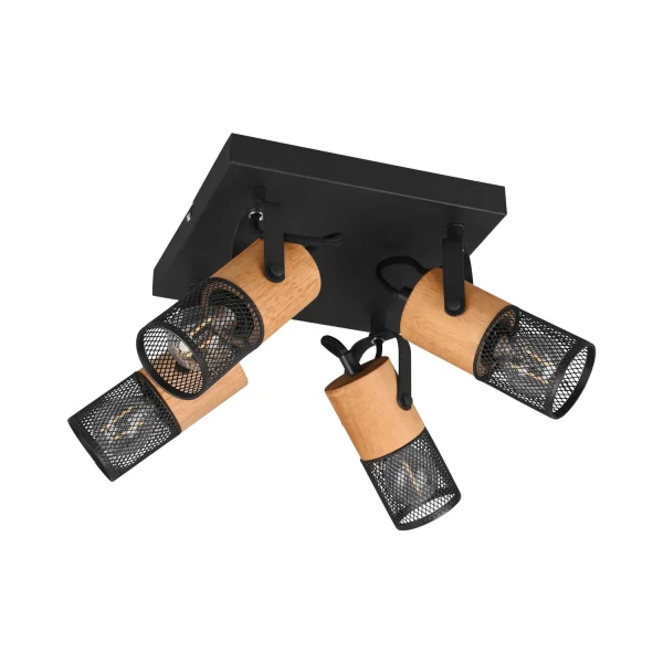 PLAFON  4 LUZES DE METAL PRETO E14 MILLER