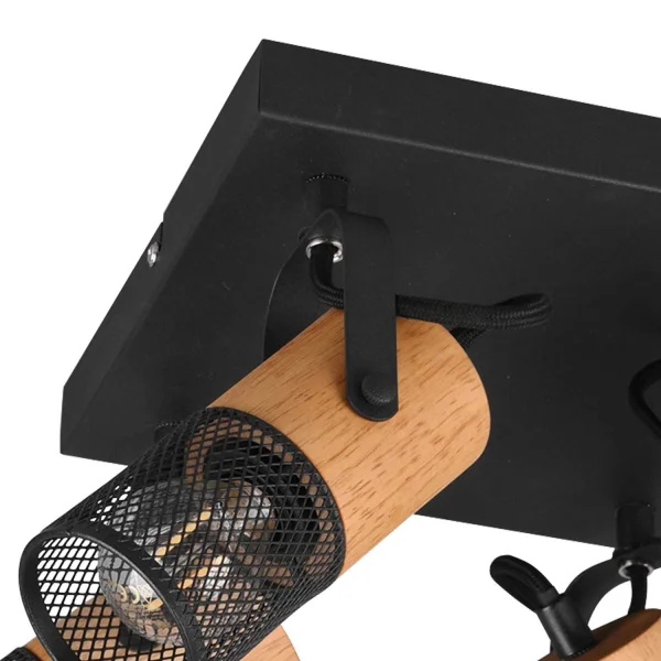 PLAFON  4 LUZES DE METAL PRETO E14 MILLER