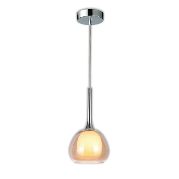 CANDEEIRO DE TETO 1 LUZ  VIDRO AMBRO EXTERIOR BRANCO INTERIOR Ø16,5 NOLINA
