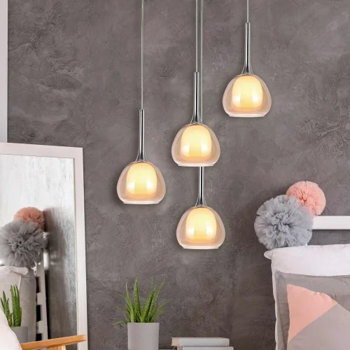 CANDEEIRO DE TETO 1 LUZ  VIDRO AMBRO EXTERIOR BRANCO INTERIOR Ø16,5 NOLINA